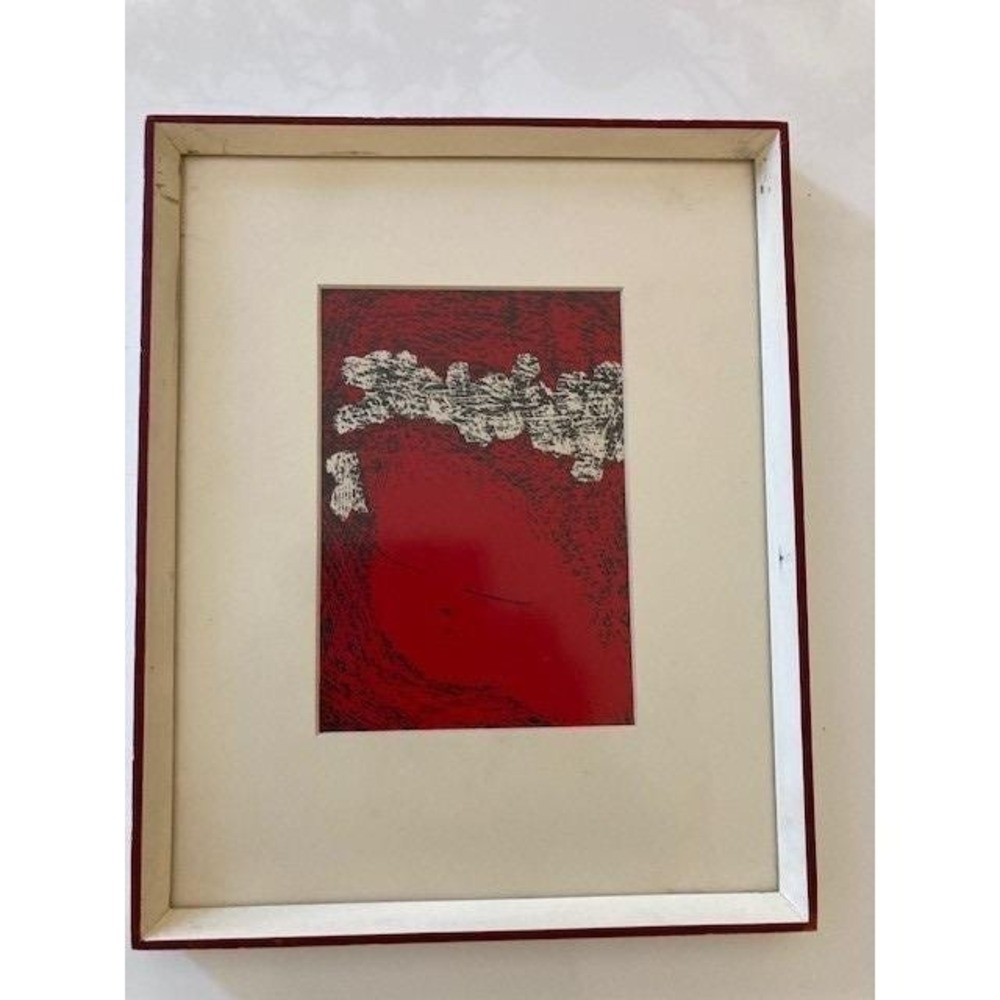 Framed woodblock print by Japanese artist Kaoru Kawano (1916-1965).